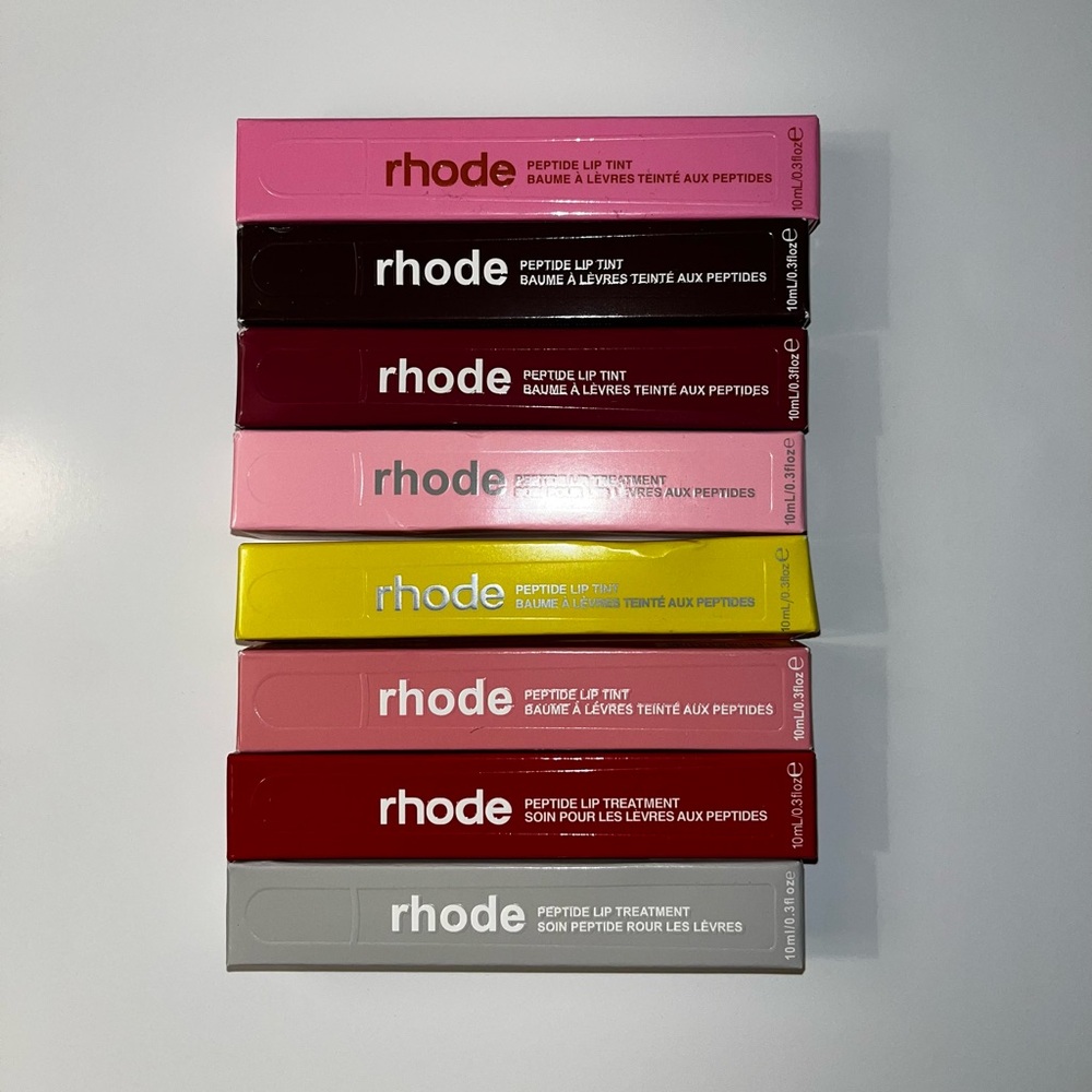 RHODE Peptide Lip Tint Trio in Pink, Brown, and Red